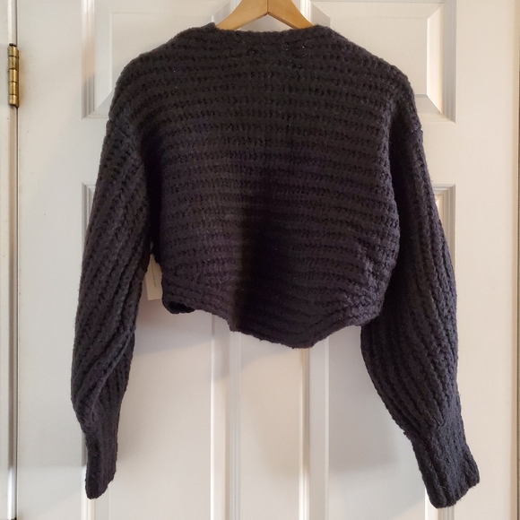 Anthropologie Rae black cropped knit shrug sweater - Picture 10 of 11